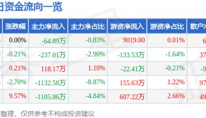 股票行情快报：*ST新元（300472）8月4日主力资金净卖出64.89万元