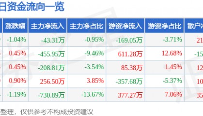 股票行情快报：恒源煤电（600971）9月9日主力资金净卖出43.31万元