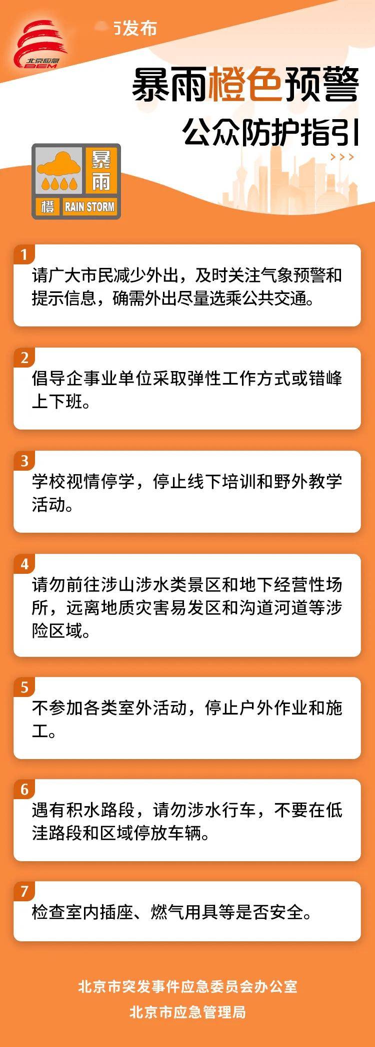 北京市升级发布暴雨橙色预警！五区升级发布暴雨红色预警！注意防范——