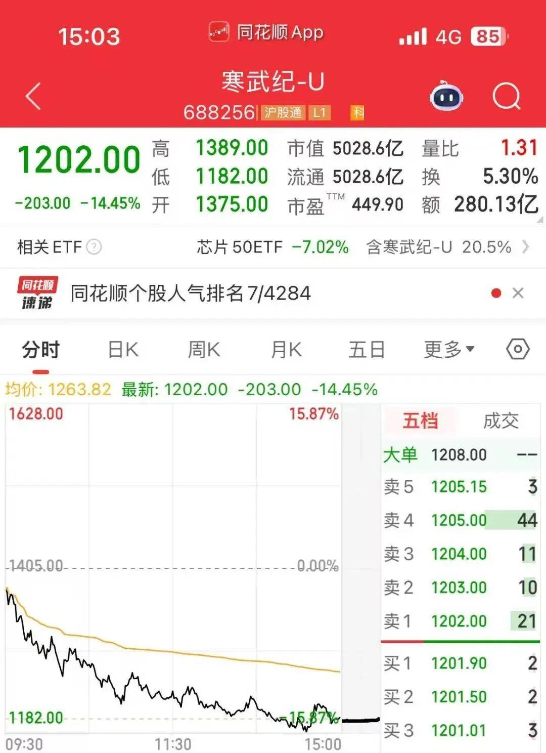 寒武纪，大跌！